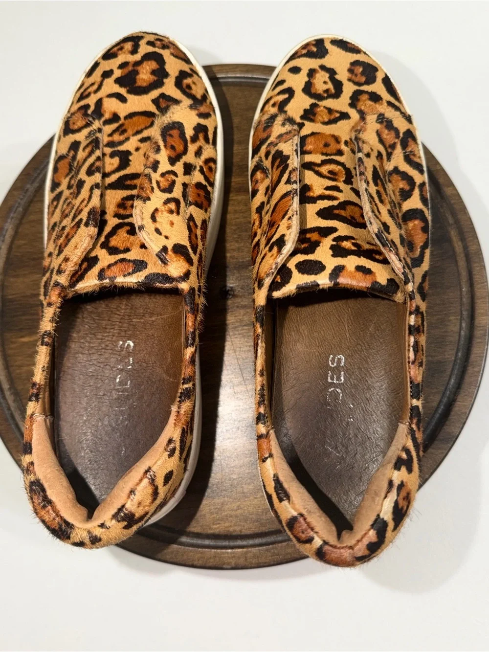 J/Slides NYC Leopard Calf Hair Platform Slip On Sneakers 6.5M